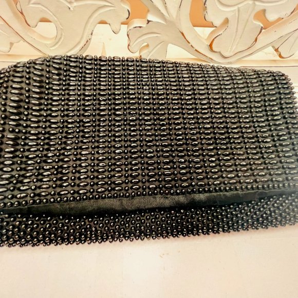 Du-Val Hong Kong Vintage 1960s Black Beaded Clutch Purse – Handcrafted Elegance - Picture 1 of 5